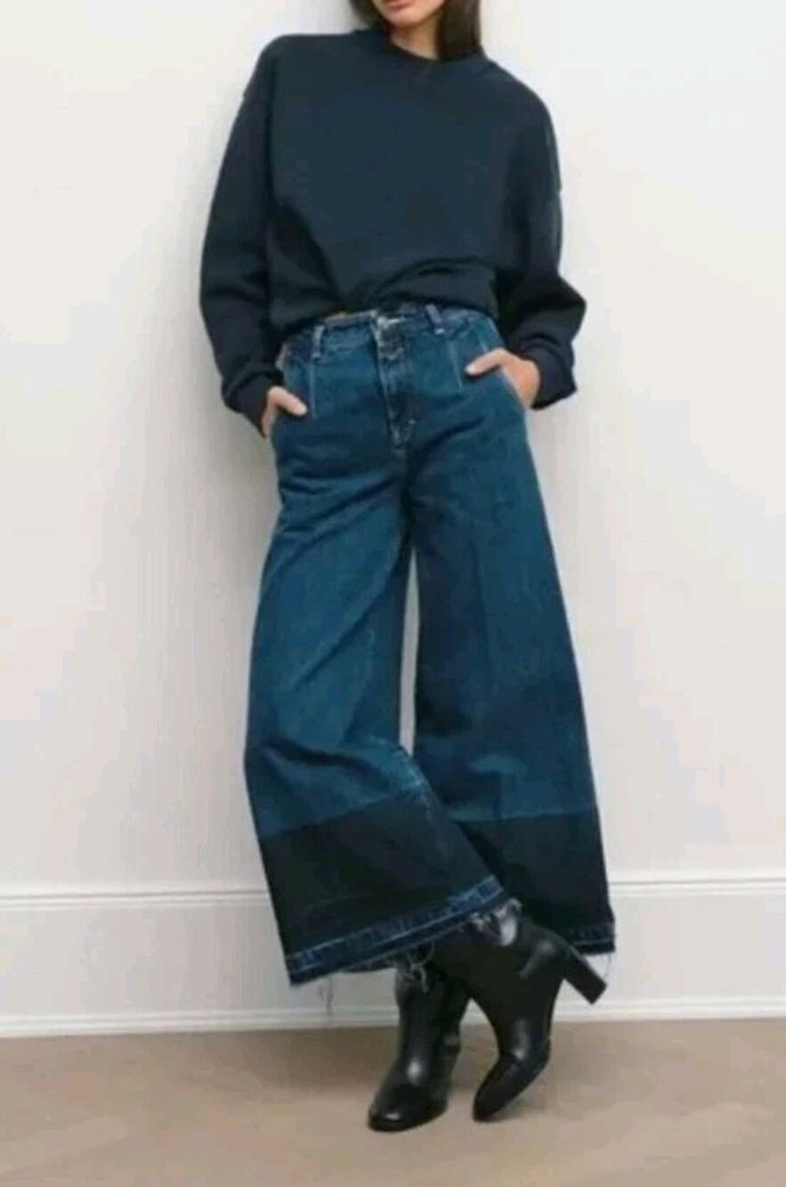 Closed Jeans Wide Leg Size 28 Cotton Blend Candiani Denim Made In ITALY NWT